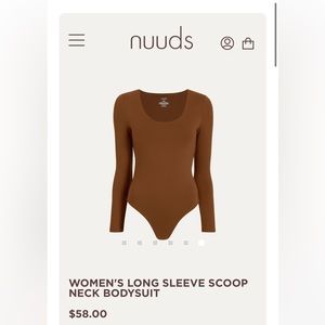 Nuuds Long Sleeve Scoop Neck Bodysuit - Chocolate XL Only worn once!